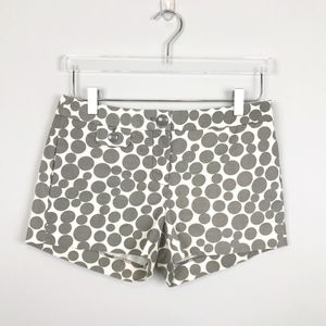 J. Crew Dot Pattern Shorts Gray and White